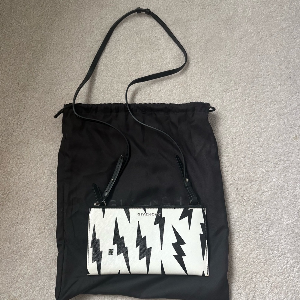 Givenchy Black and White Belt Bag with Geometric Design